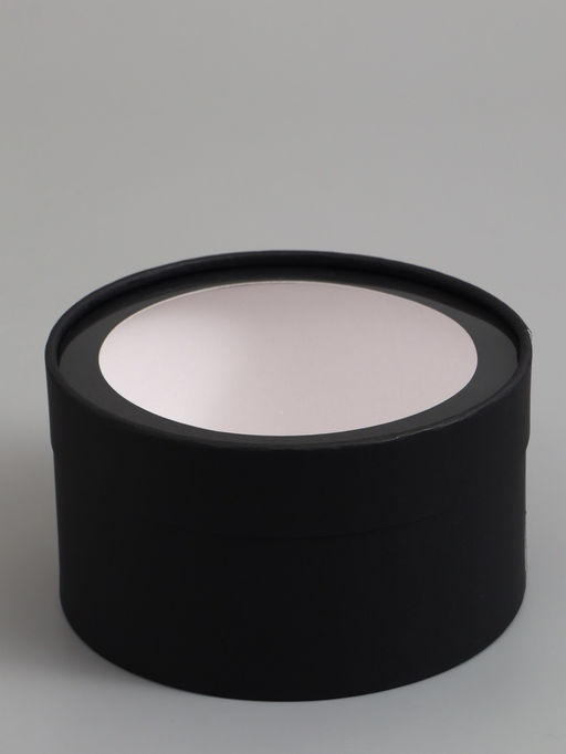 Набор подарочных коробок 2 в 1 круглых, черная, с окном, 21×11 - 18×10 см