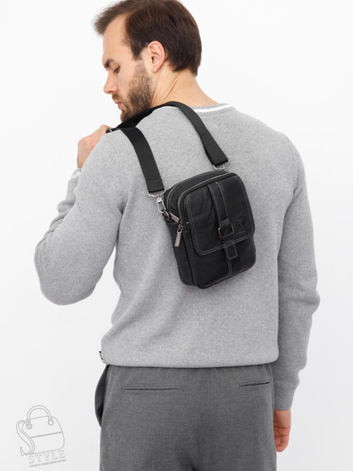 Сумка мужская кожаная 8612S black Fuzhiniao