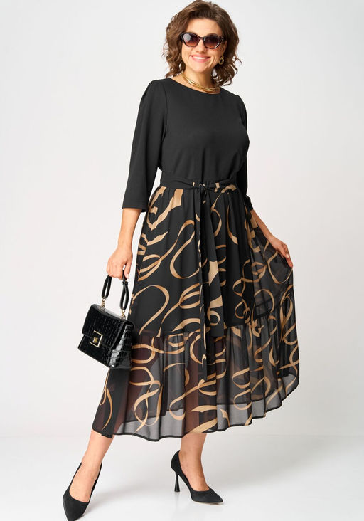 Платье EVA GRANT 7216С черый+принт  фото 7