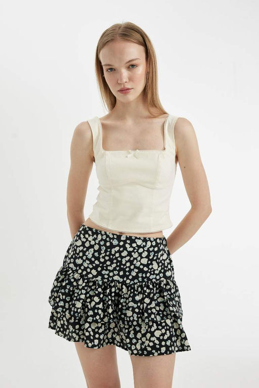 Марокканская мини-юбка с крутым принтом и высокой талией - Defacto фото 4