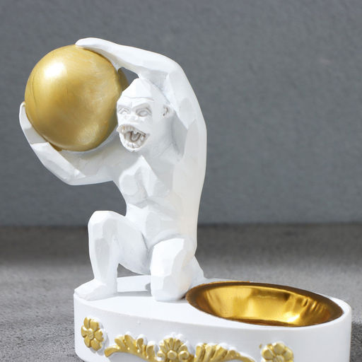 Курильница для благовоний конусов, порошковых и палочек TAKE IT EASY Обезьяна с шаром стоящая, белая  фото 3