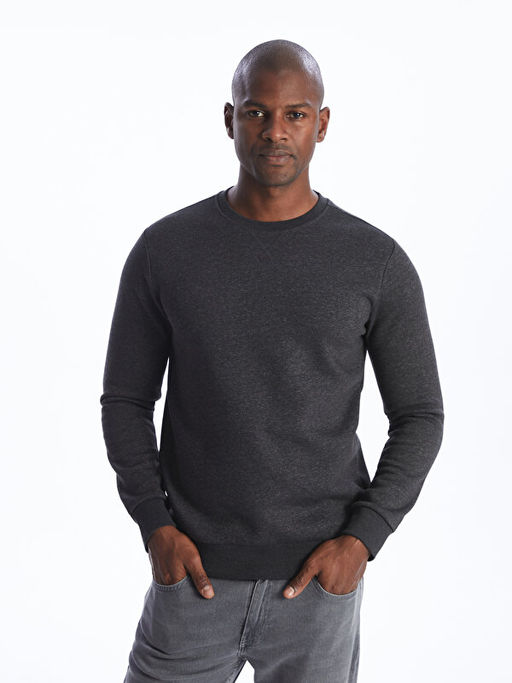 Bisiklet Yaka Uzun Kollu Erkek Sweatshirt