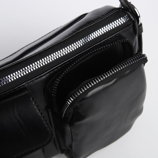 Сумка женская с карманами кожзам, черный цвет - Nazamok фото 6