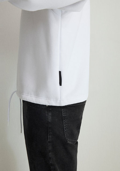 Beli lastikli Kapusonlu Beyaz Sweatshirt - Mavi фото 5