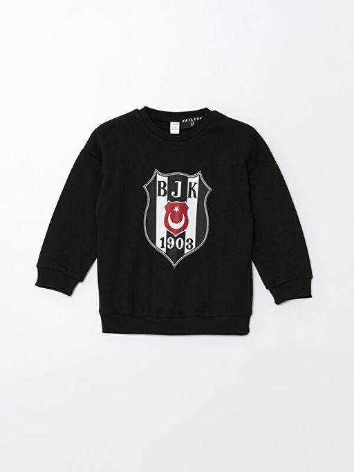 Bisiklet Yaka Be?ikta? Bask?l? Erkek ?ocuk Sweatshirt