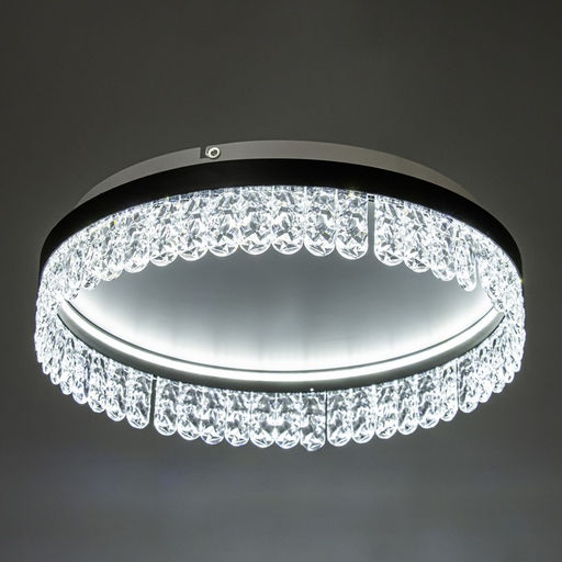 Люстра BayerLux «Бахрома», LED, 63 Вт, 3000-6000К, черное золото, 50×50×12 см