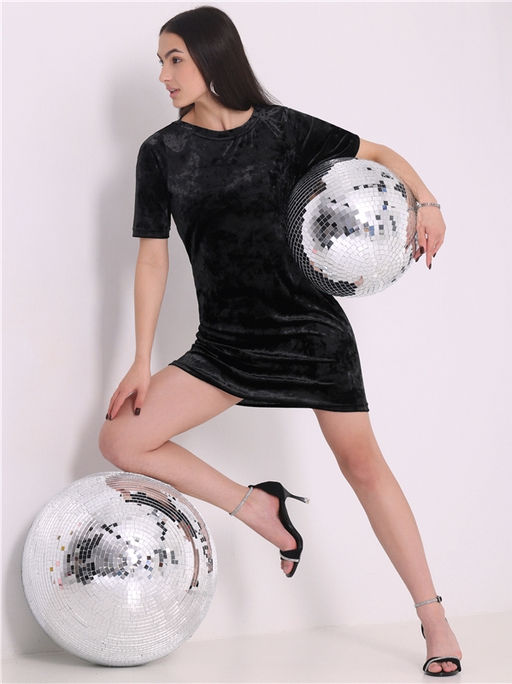 Платье Апрель велюр черное