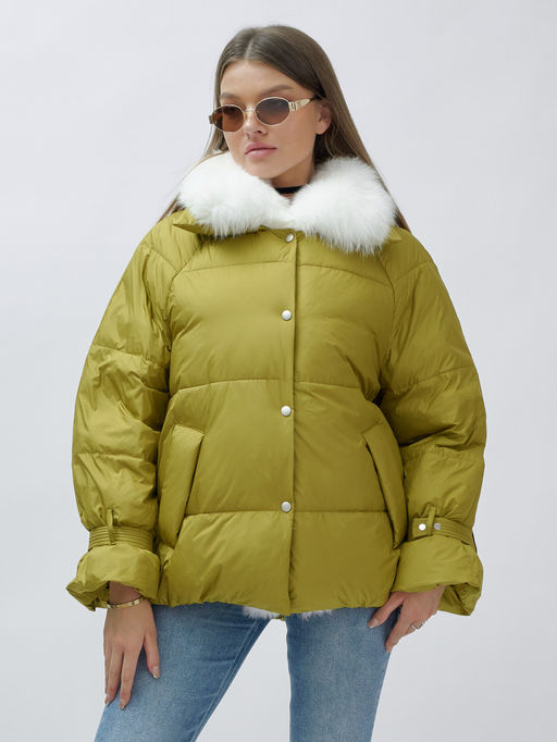 ВИДЕООБЗОР Куртка Бренд Visdeer ПРЕМИУМ КЛАССА зимняя с мехом ЕНОТА, горчичного цвета - Mtforce фото 6