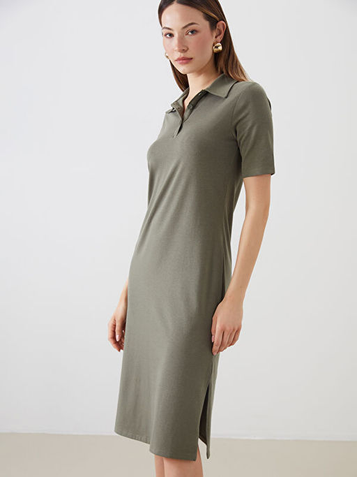 Polo Yaka Y?rtma?l? Elbise