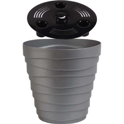 Цена за 2 шт. Кашпо для цветов пластиковое 1,4л d-14,5см "Бархан" Серебряный