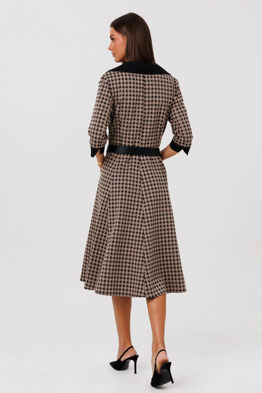 Платье Lars Style 1128 капучино черный принт