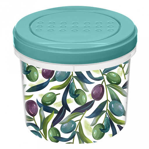 Банка пластмассовая "Asti" 0,7л, д11,5см, h10см, с завинчивающейся крышкой, зеленый, с декором (Россия)