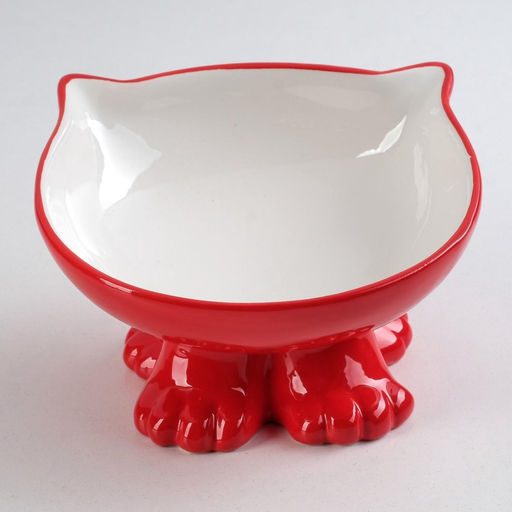 Миска керамическая «Киса» на подставке-лапках 200 мл, 13×12×8 см, красная