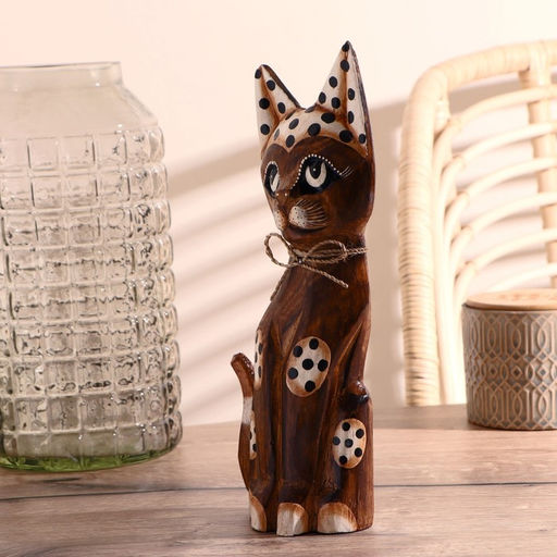 Сувенир «Кошка с бантом, ушки в горошек», 30×10×3 см, дерево