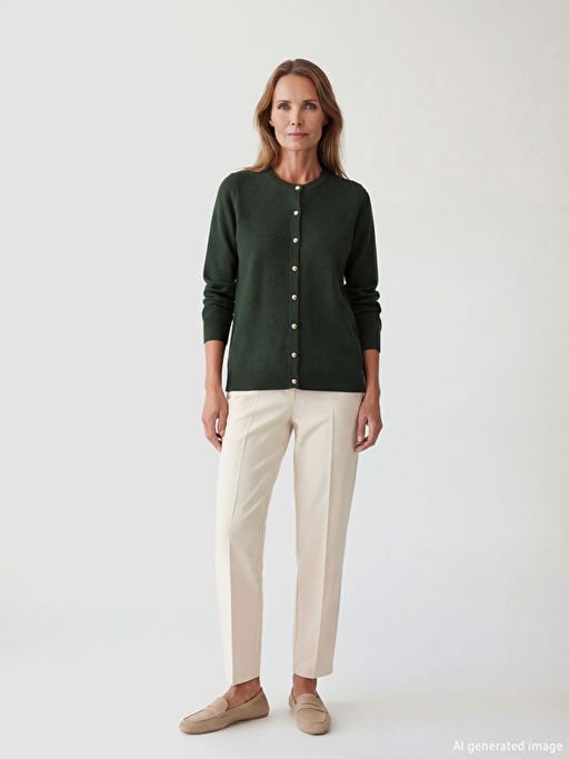 Bisiklet Yaka Kendinden Desenli Kad?n Triko H?rka