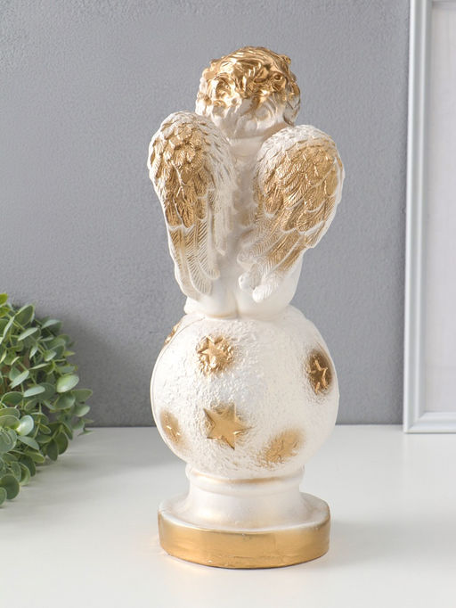 Фигура "Ангел на шаре" белый, 14х15х40 см