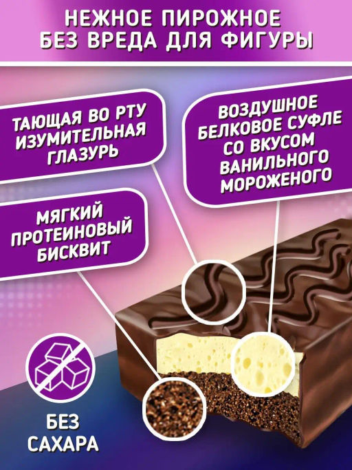 Изделие кондитерское Protein Cake со вкусом ванильного мороженого 50гр марки Ё|батон - Ебатон фото 2