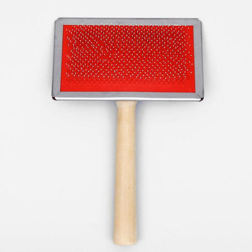 Пуходерка Wood большая широкая с каплями, 12 х 19 см, длинная деревянная ручка - Пижон фото 2