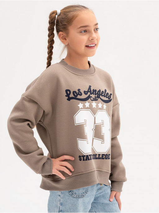 Свитшот "33" детский девочка капучино