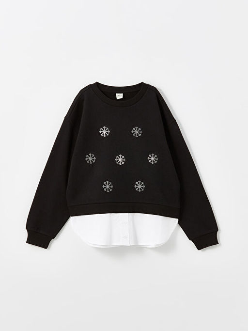 Bisiklet Yaka K?z ?ocuk Kal?n Sweatshirt