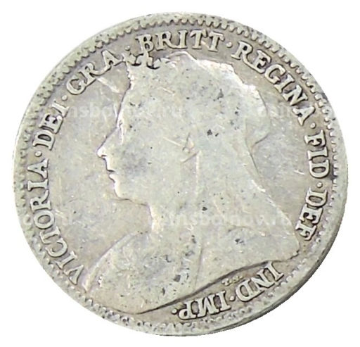 Монета 3 пенса 1896 года Великобритания