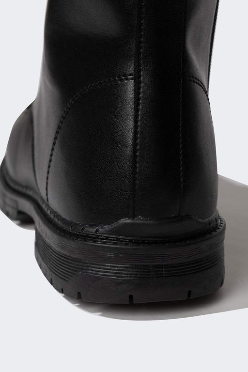 Мужские ботинки из искусственной кожи на толстой подошве со шнуровкой и молнией - Defacto фото 6