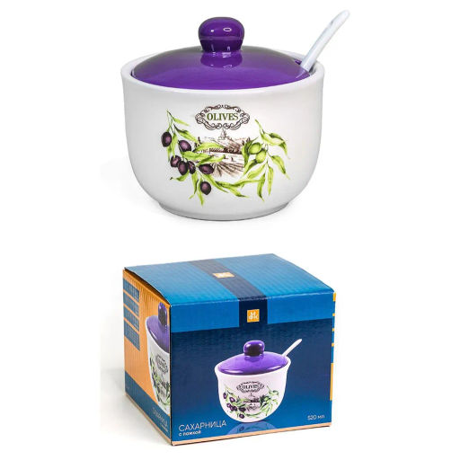 Сахарница ОЛИВКИ 520 мл с ложкой арт.MFK21039 /МФК/  фото 2