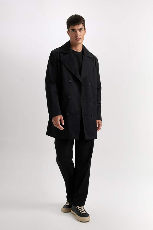 Slim Fit Dar Kesim Dugmeli Kemerli Trenckot - Defacto фото 3