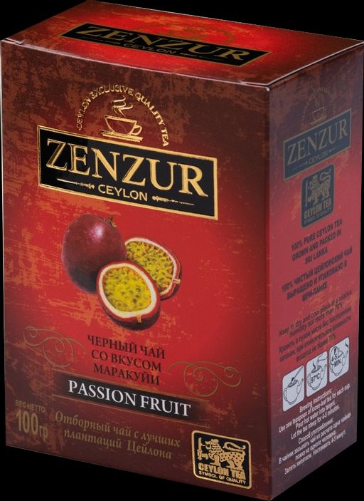 Zenzur. Черный чай с маракуйей 100 гр. карт.пачка