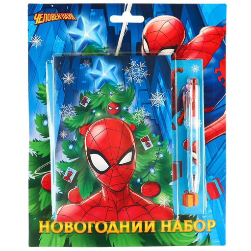 Канцелярский набор «С новым годом», блокнот А6, ручка, наклейки, «Человек-паук»