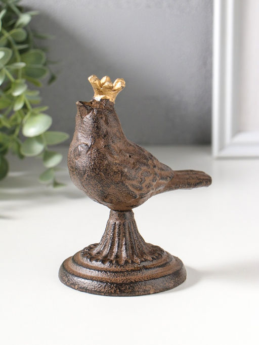 Сувенир чугун "Птица в короне" патина 11х8х13 см
