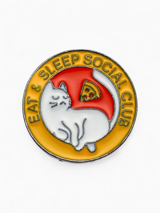 Значок Котик клуб интересов, цветной в сером металле