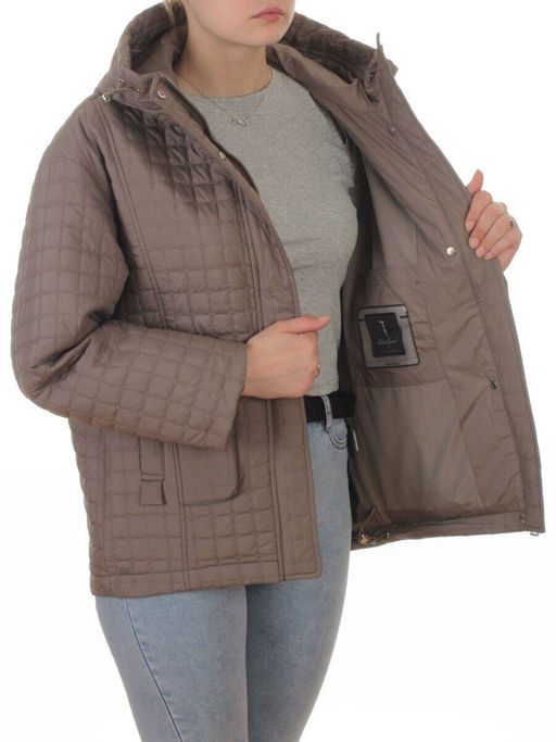 9617 DK. BEIGE Куртка стеганная демисезонная женская (100 гр. холлофайбер)