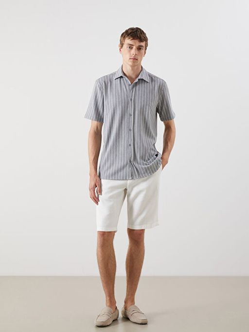 Regular Fit K?sa Kollu ?izgili Erkek G?mlek