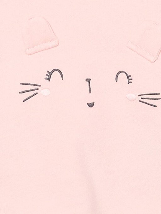 Bisiklet Yaka Uzun Kollu Nak??l? K?z Bebek Sweatshirt ve E?ofman Alt 2li Tak?m - Waikiki фото 3