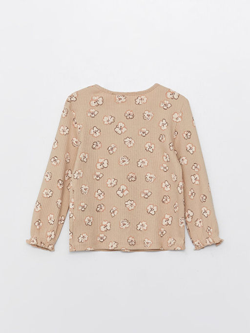 Bisiklet Yaka Uzun Kollu Bask?l? K?z Bebek Ti??rt - Waikiki фото 2