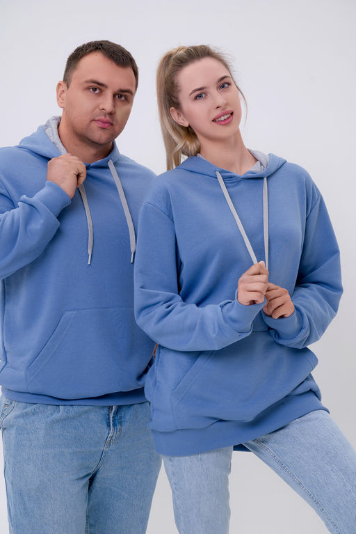 Худи мужское из футера 3-х нитки туманно-голубой - Амадэль фото 5