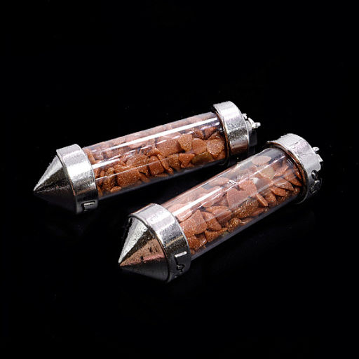 Кулон бутылочка желаний 5см в форме кристалла с камнями Коричневый авантюрин