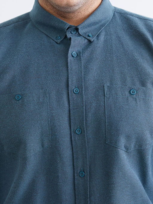 B?y?k Beden Regular Fit Uzun Kollu Gabardin Erkek G?mlek