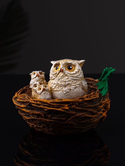 Фигурка полистоун «Совушки в гнезде», 7.5×10×9.2 см