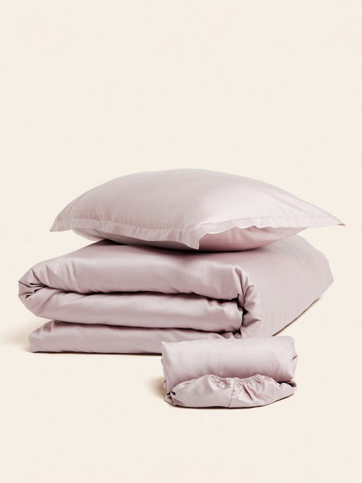 Простыня на резинке евро SL Home Tencel, 200×200+30 см, тенсель, пудровая