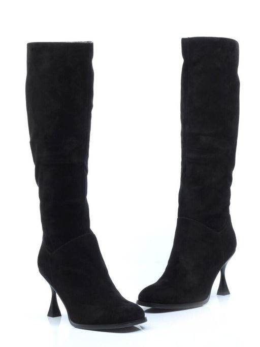 02-E29W-11B BLACK Сапоги зимние женские (натуральная замша, натуральный мех (еврозима))