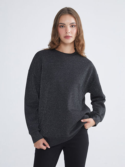 Bisiklet Yaka Oversize Kad?n Sweatshirt Tunik