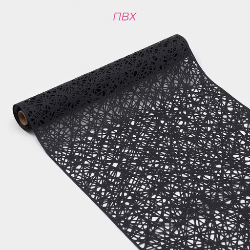 Дорожка на стол Доляна «Паутинка», 150×33 см, чёрная