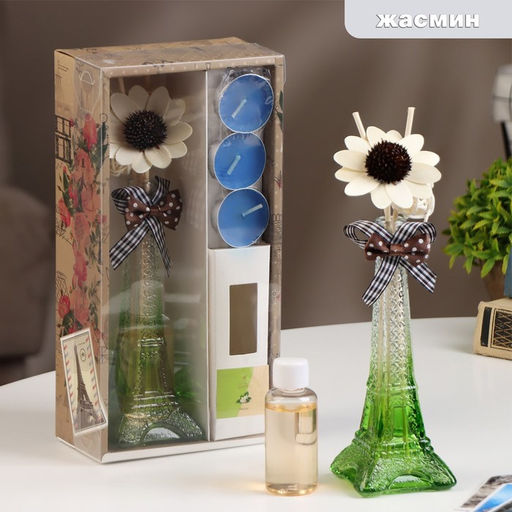 Набор подарочный «Париж» (диффузор и свечи) жасмин, «Богатство аромата»