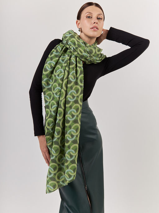 Большой, мягкий, тонкий и очень нежный двусторонний палантин с рисунком. - Tantino фото 7