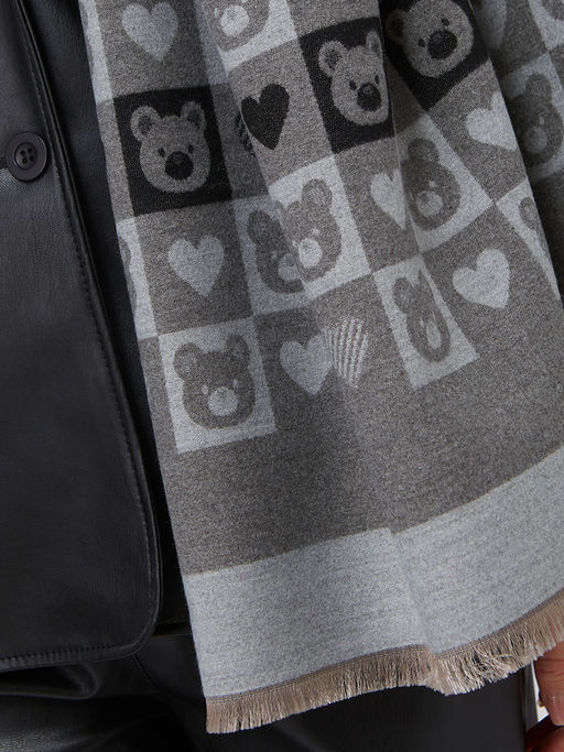 в составе ШЕРСТЬ и КАШЕМИР  Большой, мягкий, теплый двусторонний палантин с принтом. - Tantino фото 8