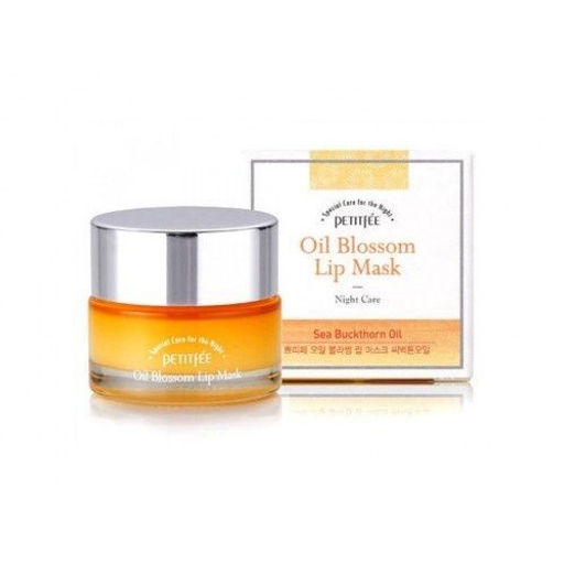 Petitfee Oil Blossom Lip Mask Sea Buckthorn Oil, 15ml - Ночная маска для губ с маслом облепихи