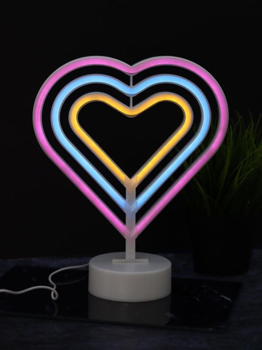 Неоновый LED ночник настольный "Native hearts", свечение mix (28*23 см)