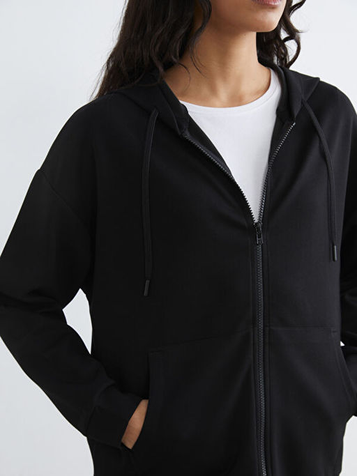 Oversize Soft Touch Kad?n Fermuarl? Sweatshirt